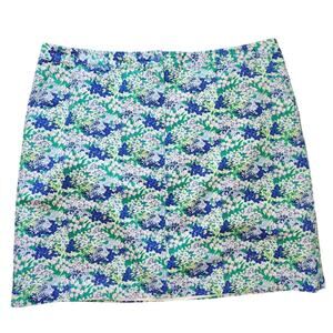 Talbots Skirt Plus Size 18W Blue‎ Green Spring Floral A-line Stretch Cotton